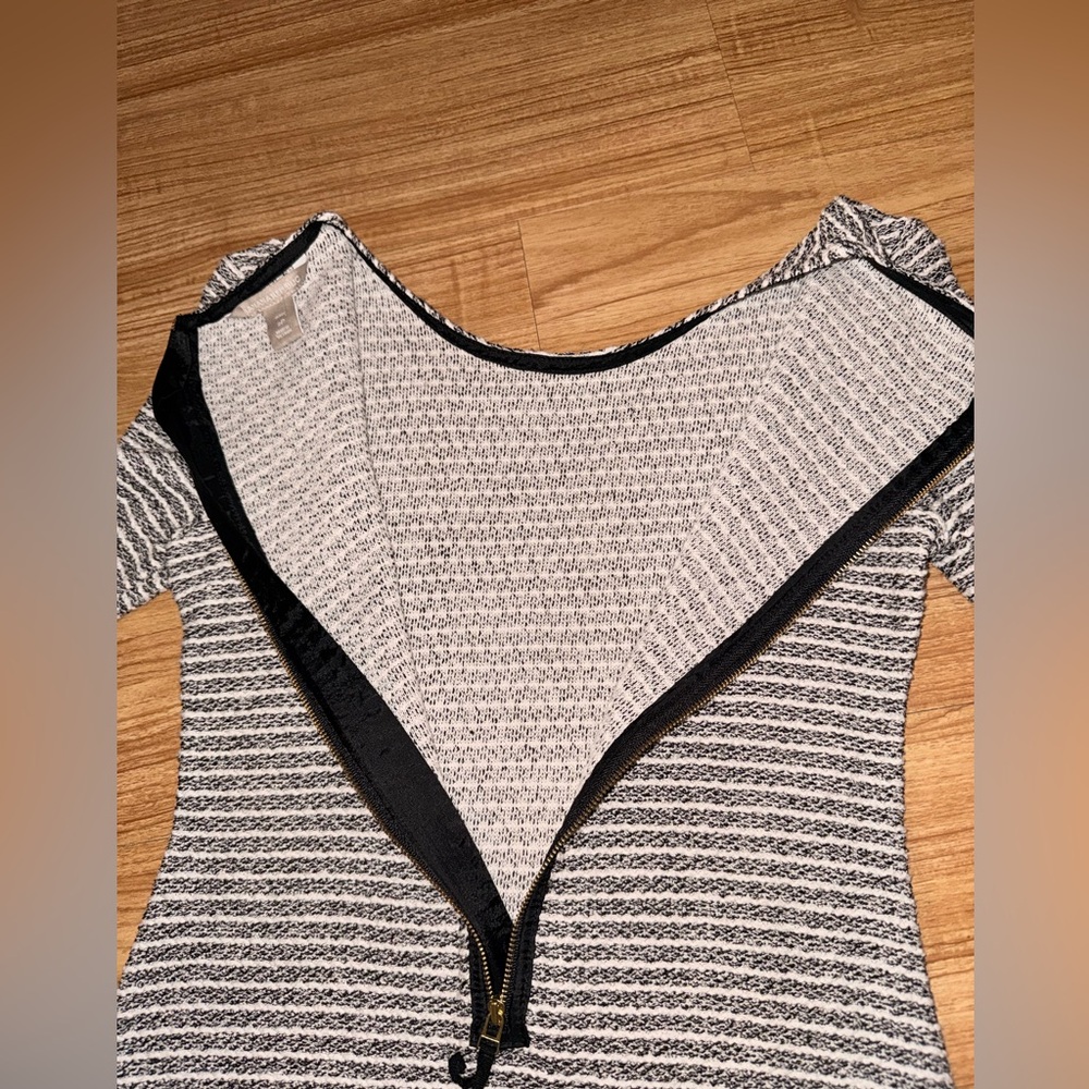 Banana Republic Textured Knit Long Sleeve Shift Dress Exposed Zipper Size 2P - Picture 9 of 13